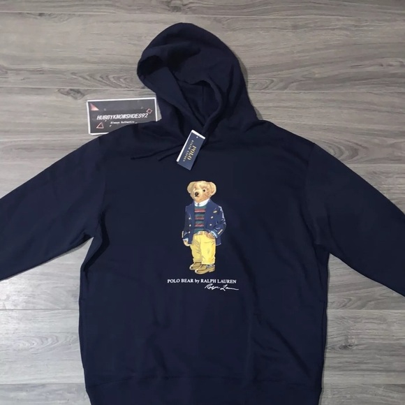 Ralph Lauren Navy Blue Hoodie with Bear Graphic - Picture 3 of 7